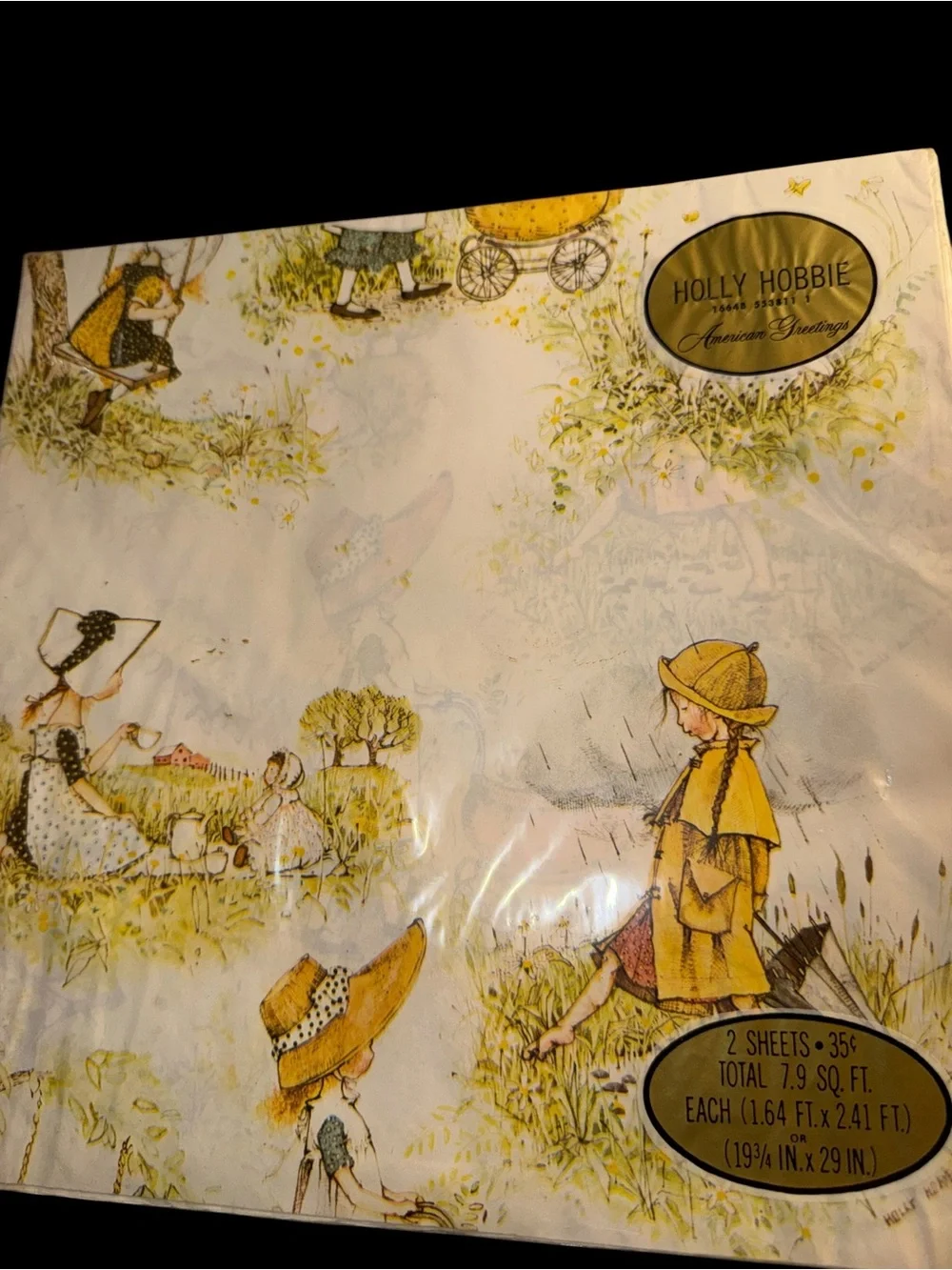 Lot of 4 Vintage Holly Hobbie American Greetings Gift Wrap Paper Sealed NOS